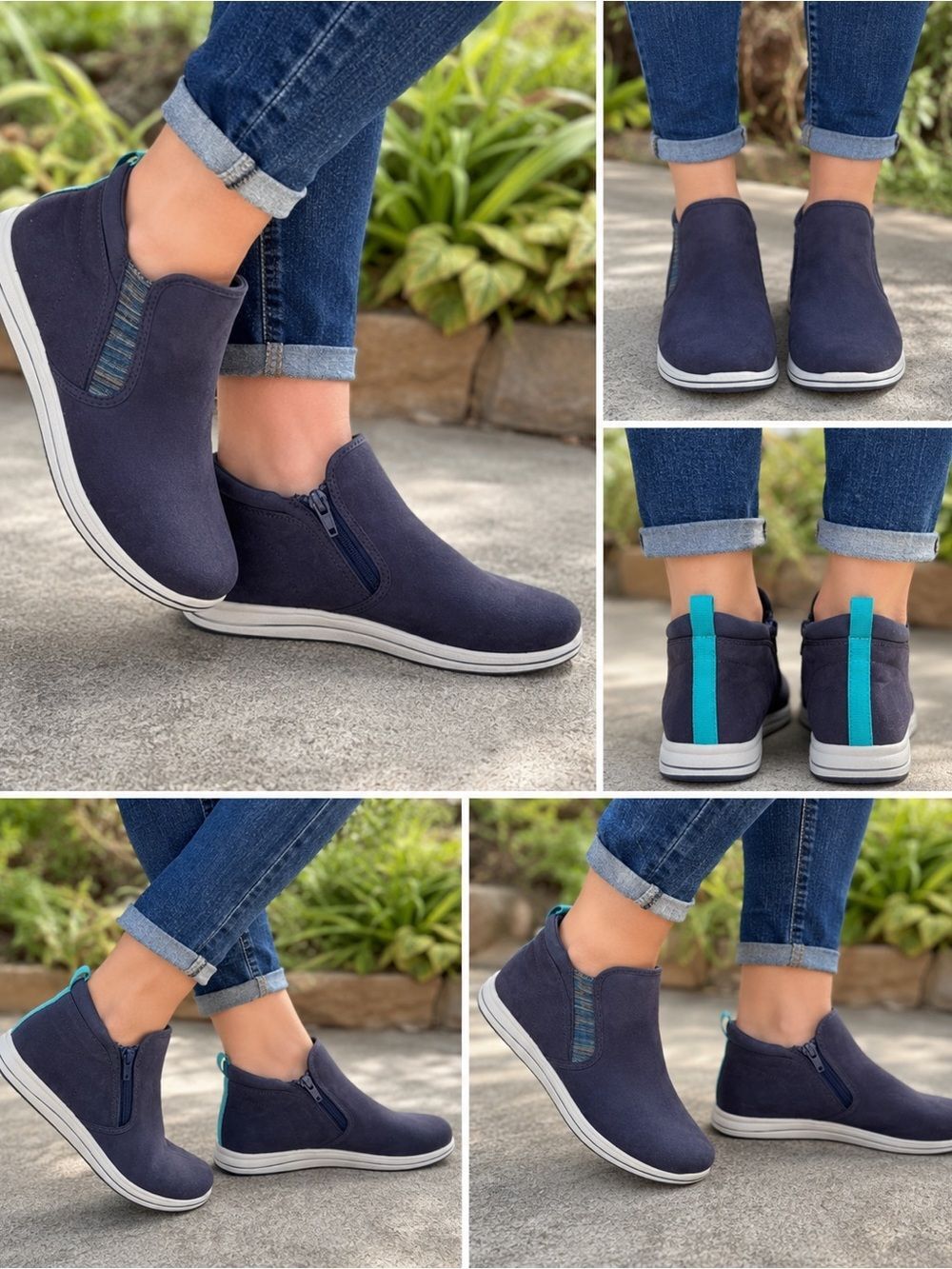 Clarks Cloudsteppers Breeze Clover Navy Comfort Ankle Shoes Womens 7.5